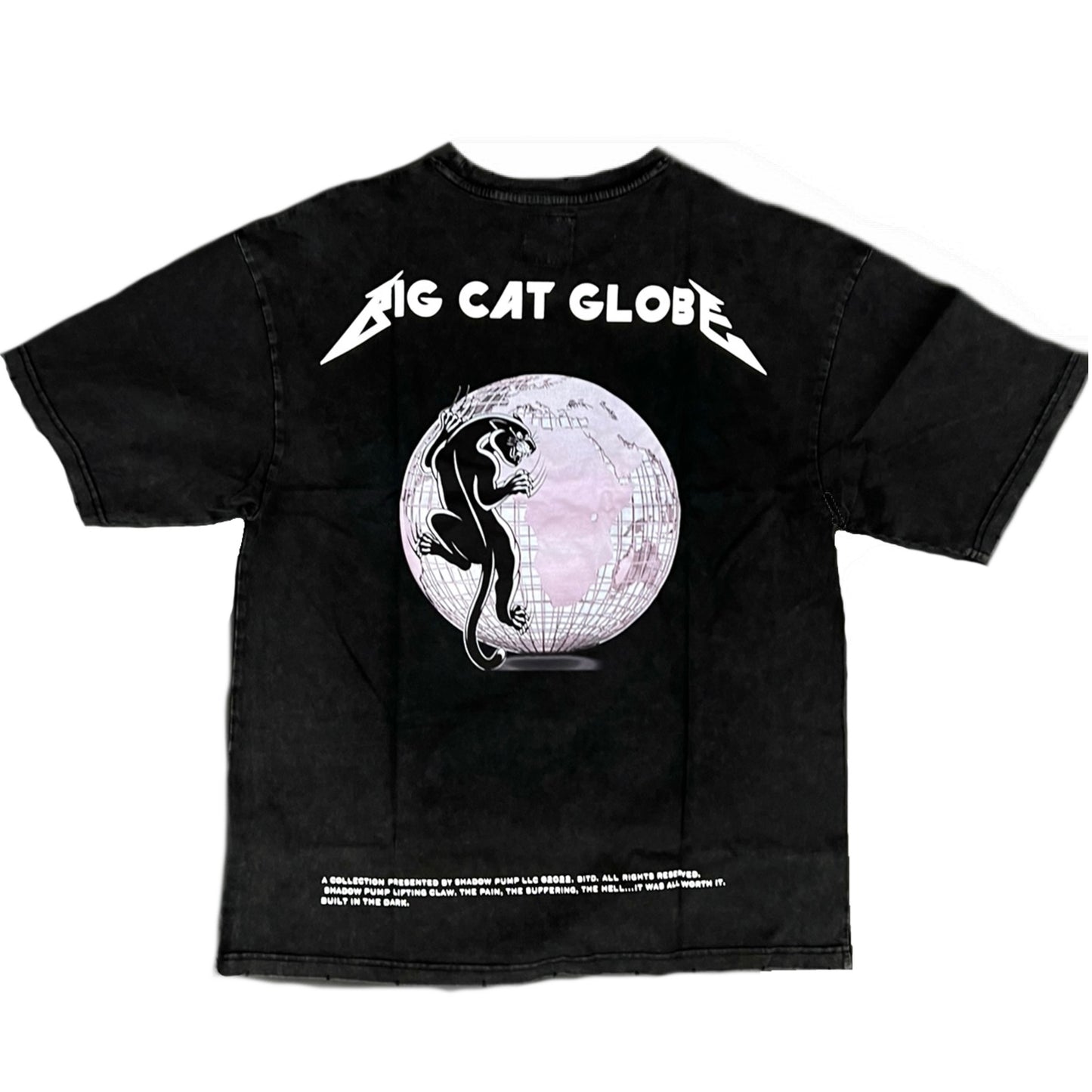 Big Cat Globe Acid Wash Tee