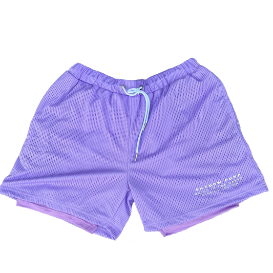 Purple Lav Mesh Lifting Shorts (MID THIGH CUT)