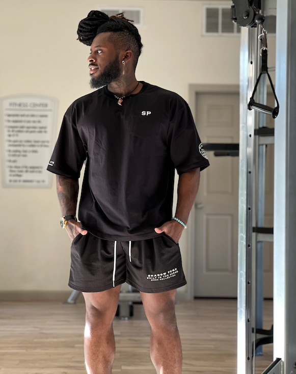 Shadow Pump Black Mesh Lifting Shorts (MID THIGH CUT)